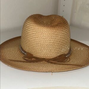 Chic Brown Straw Hat with Bow Detail